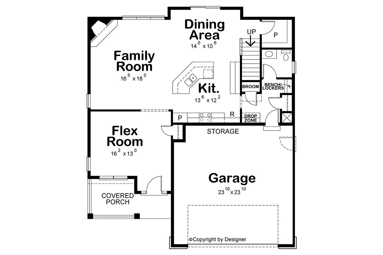 Craftsman House Plan - Moss Bluff II 67256 - 1st Floor Plan