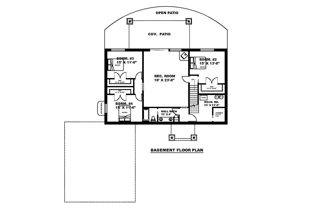 Secondary Image - Craftsman House Plan - 54547 - Basement Floor Plan