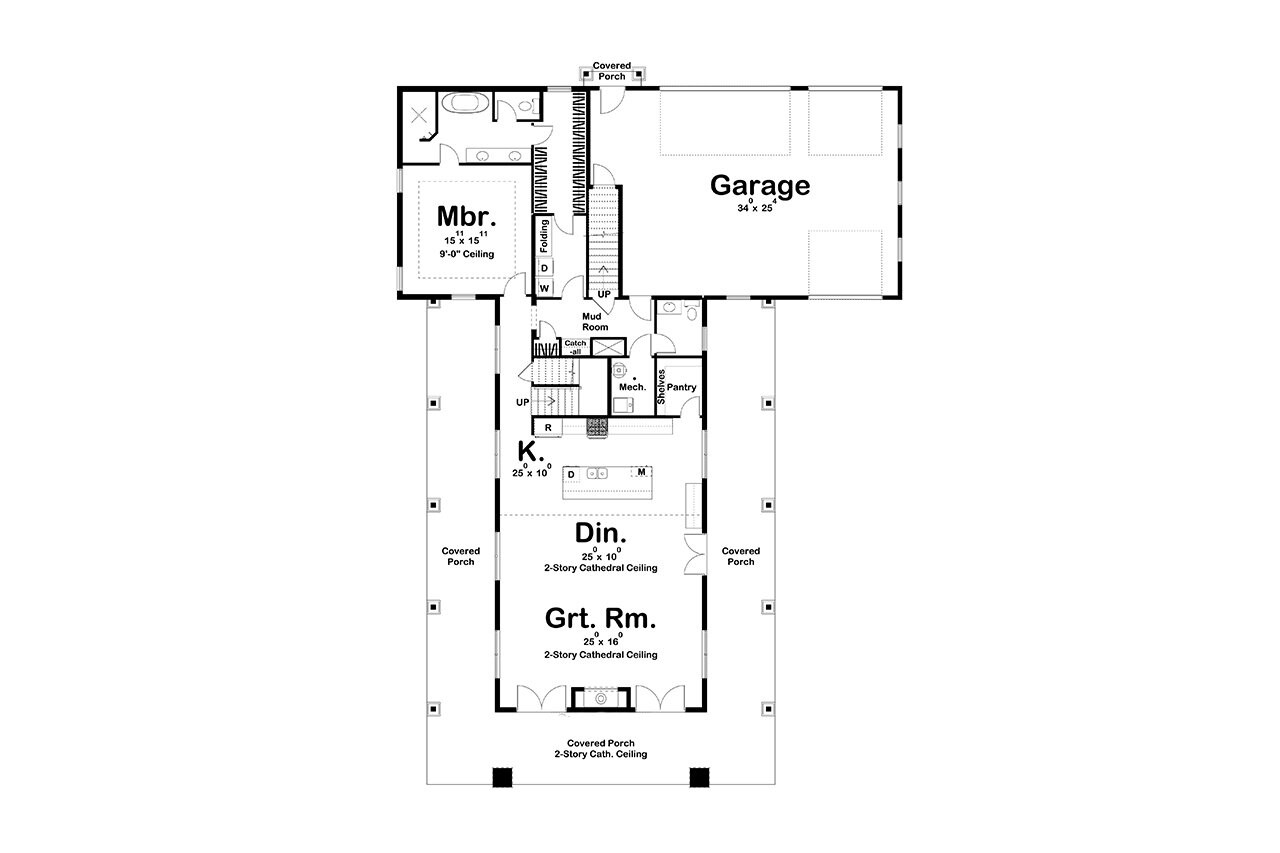 Farmhouse House Plan - Stillwater 57358 - 1st Floor Plan