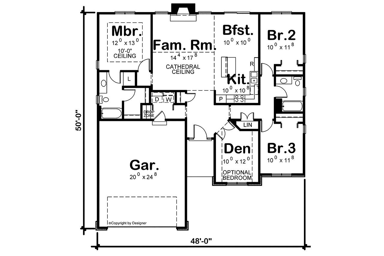 European House Plan - Bloom 27038 - 1st Floor Plan