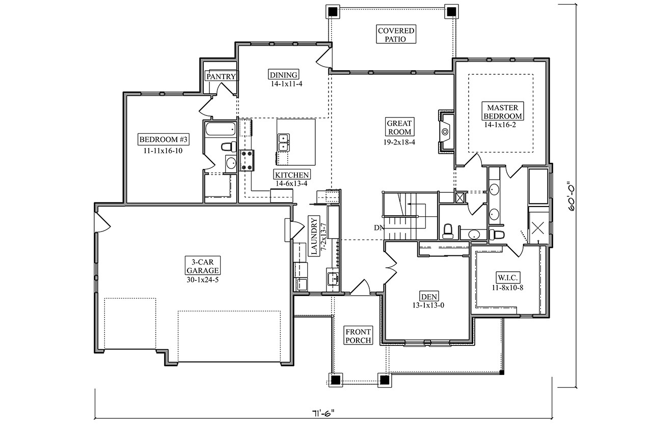 Craftsman House Plan - Coal Creek 30424 - 1st Floor Plan