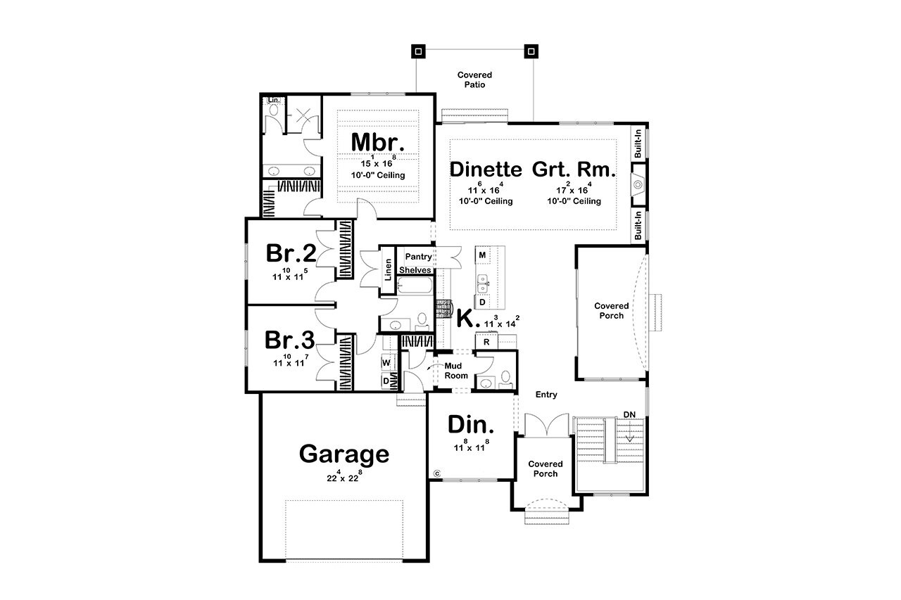Cottage House Plan - Bryant Park 52138 - 1st Floor Plan