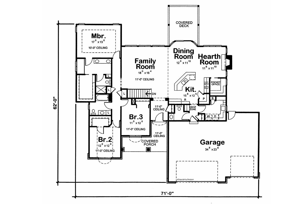 European House Plan - Kama 54893 - 1st Floor Plan