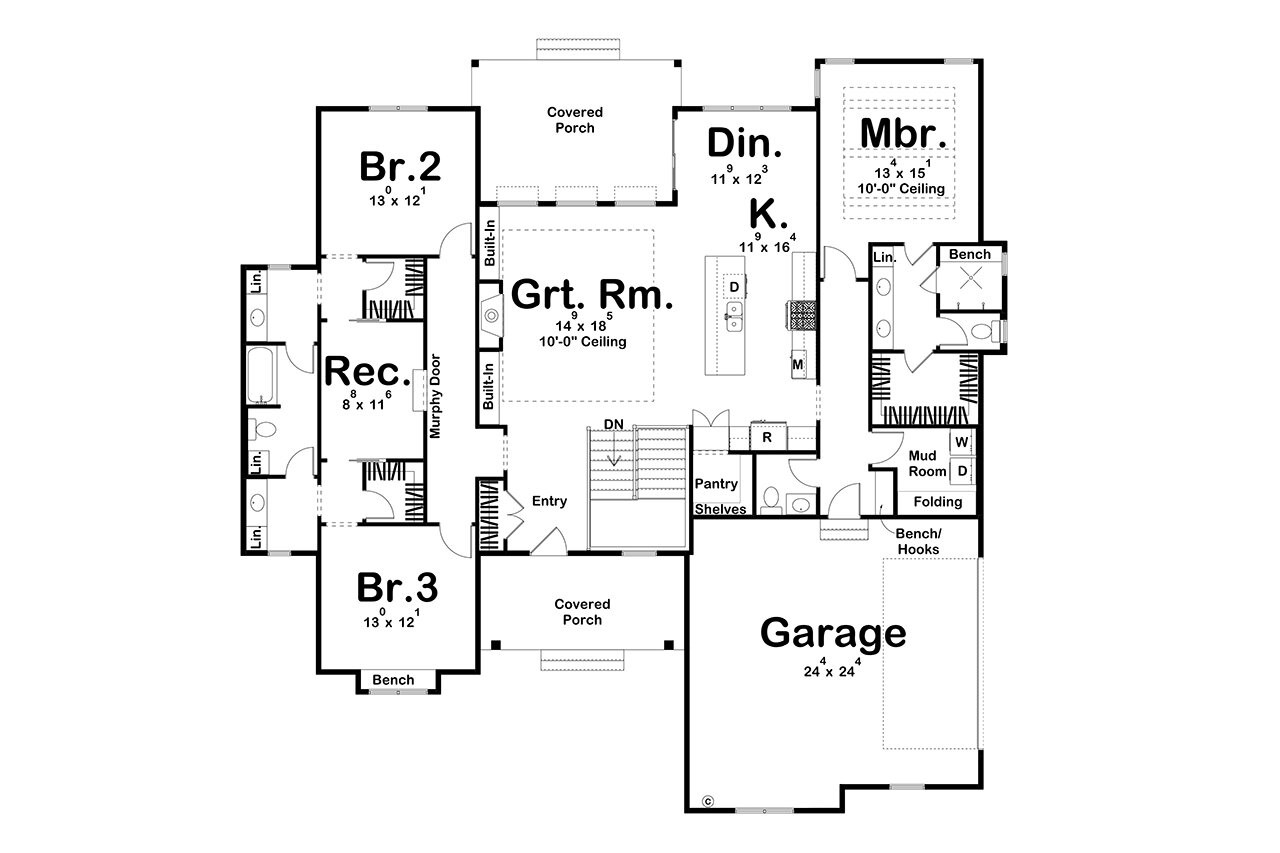 Cottage House Plan - Fullerton 65911 - 1st Floor Plan