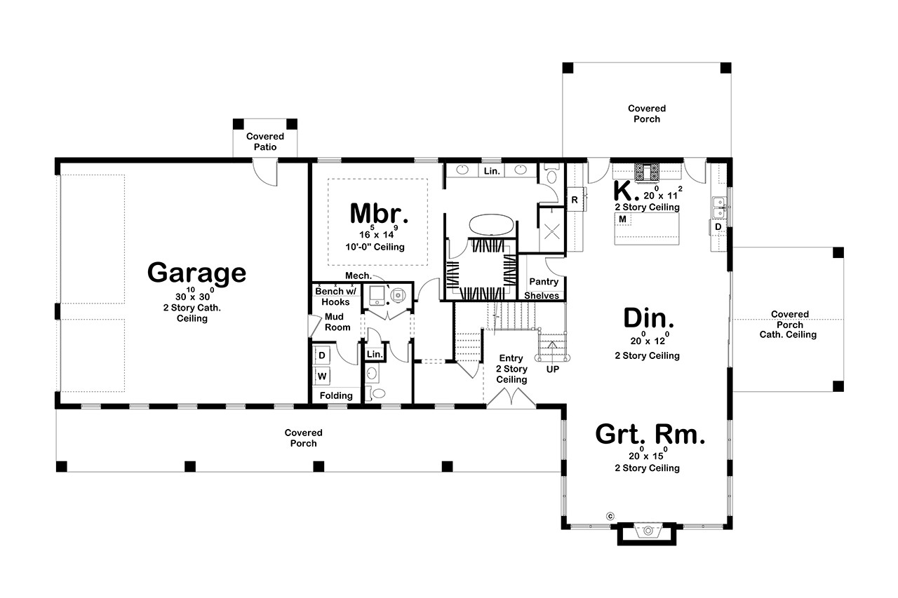 Farmhouse House Plan - Cottonwood Creek 27879 - 1st Floor Plan