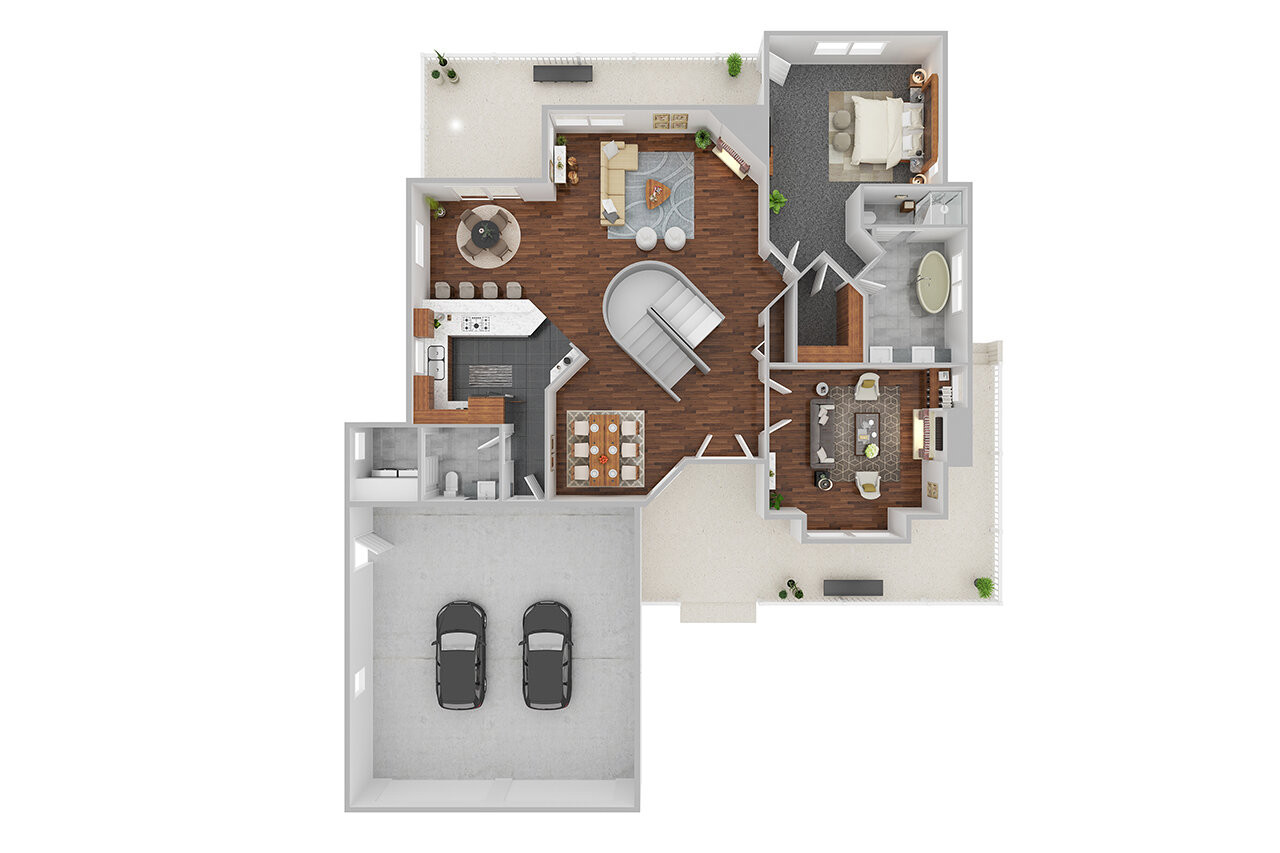 Farmhouse Plan - Corbin 2 - 3D First Floor Plan - Other Floor Plan