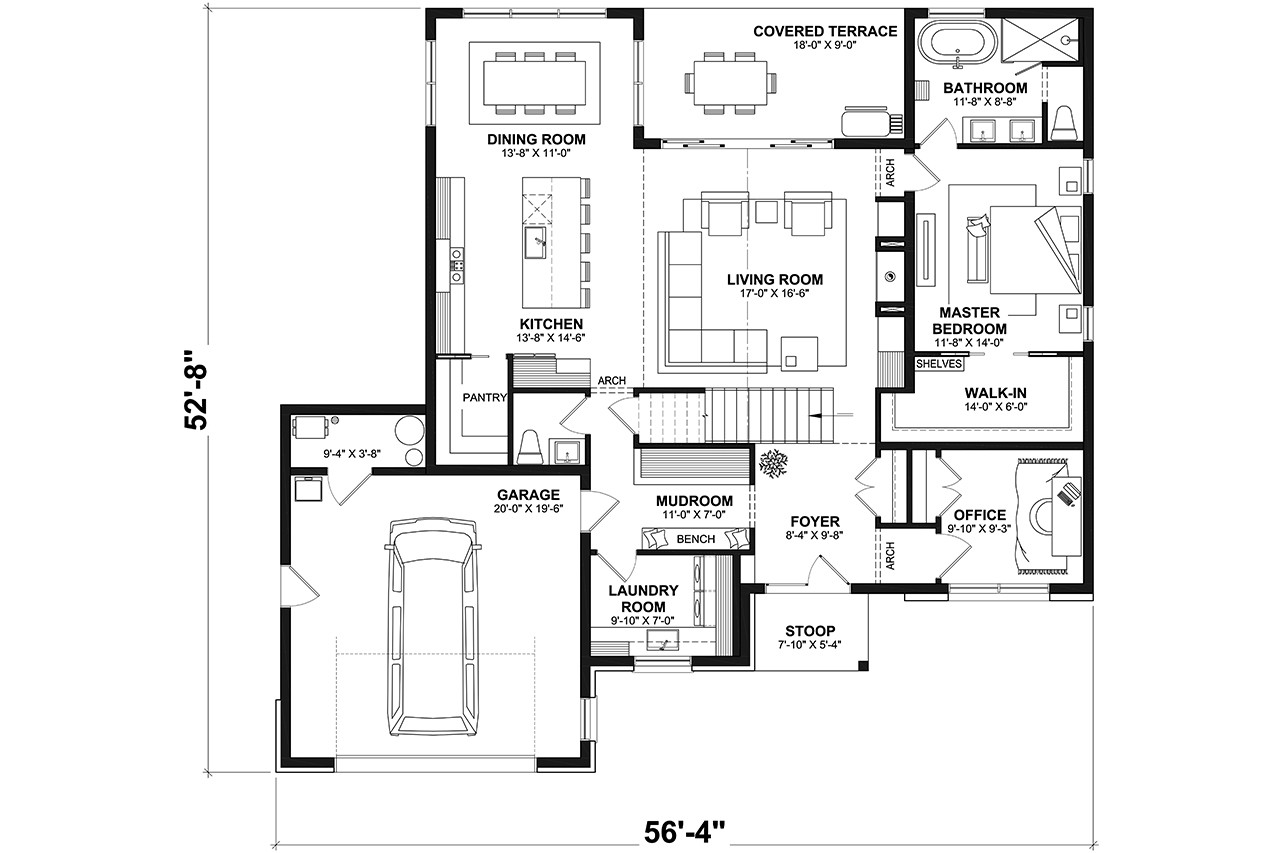 Modern House Plan - Kayla 77216 - 1st Floor Plan