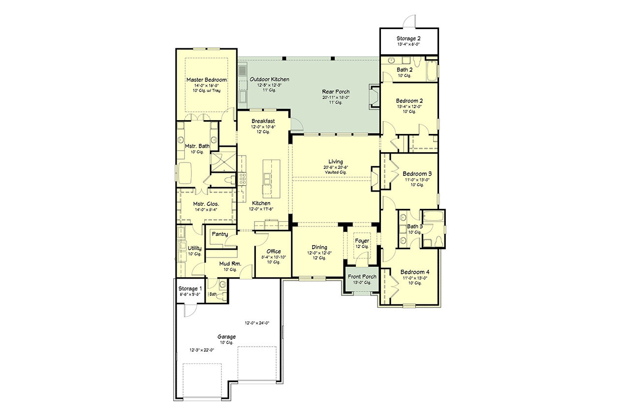 Southern House Plan - 88996 - 1st Floor Plan
