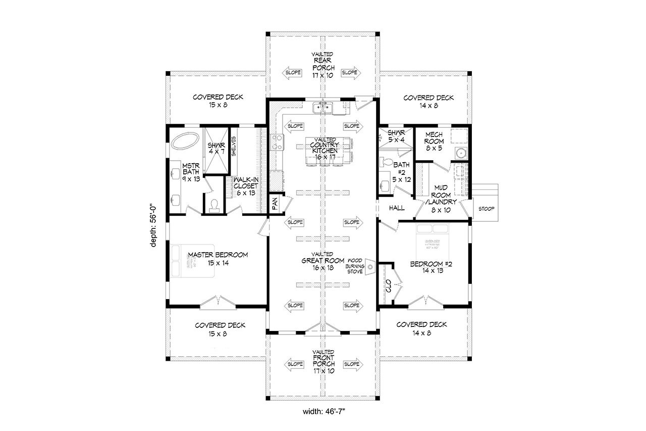 Lodge Style House Plan - 88049 - 1st Floor Plan
