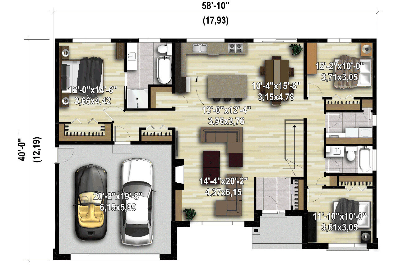 Contemporary House Plan - 98130 - 1st Floor Plan