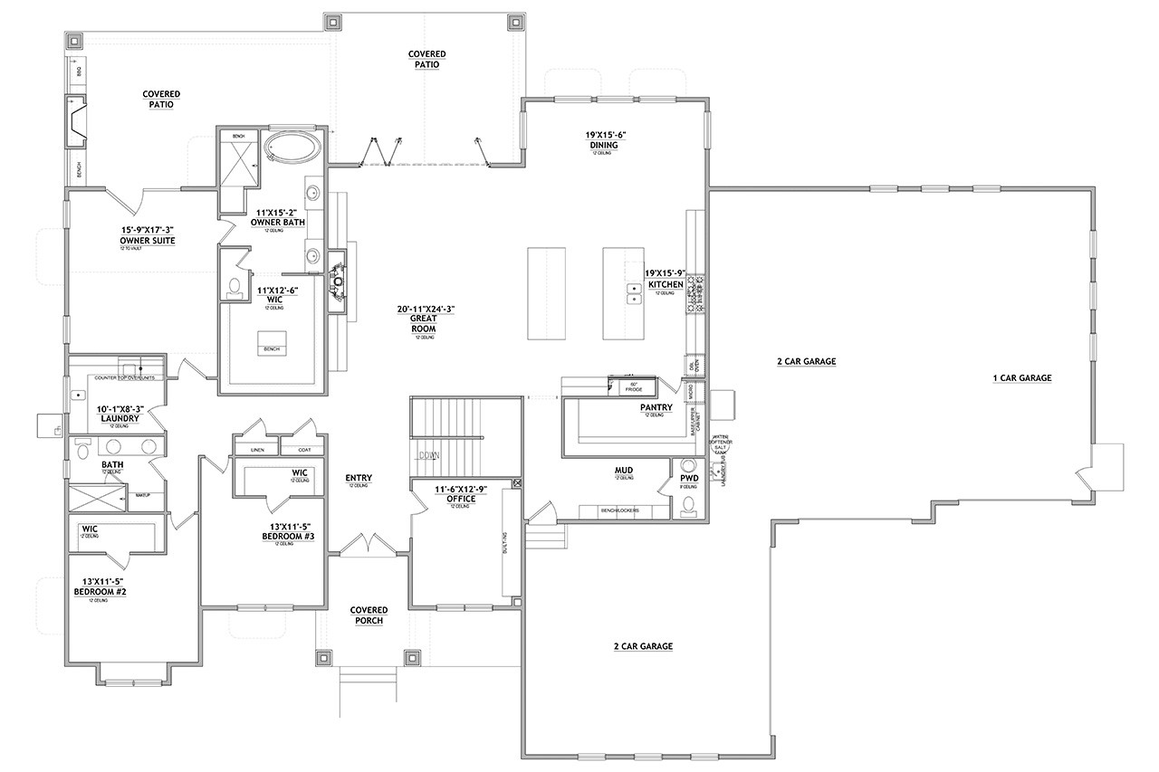 Craftsman House Plan - Fassett 44634 - 1st Floor Plan