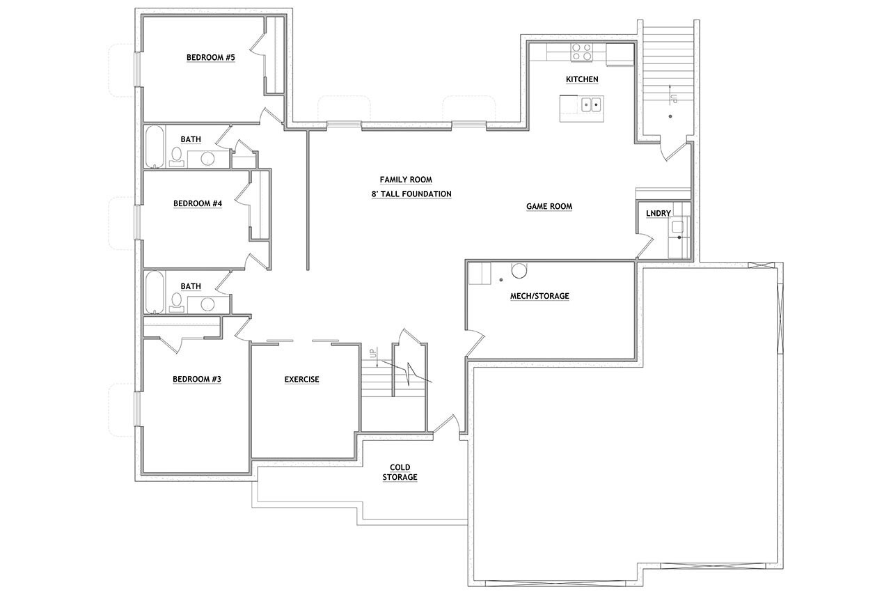 Traditional House Plan - 34190 - Basement Floor Plan