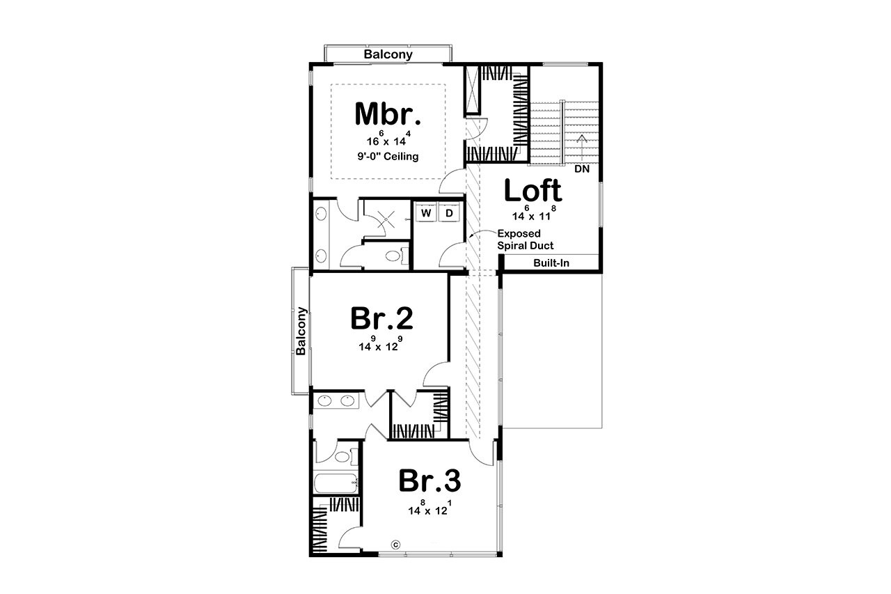 Secondary Image - Modern House Plan - Union Square 32636 - 2nd Floor Plan