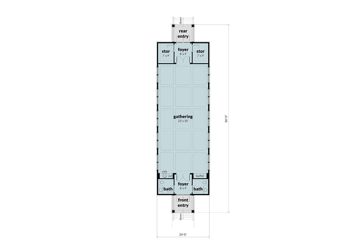 Shingle-Style House Plan - Orange Blossom 93621 - 1st Floor Plan