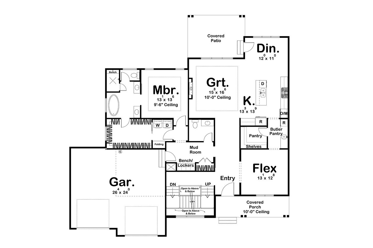 Farmhouse House Plan - Bandera Heights 70654 - 1st Floor Plan