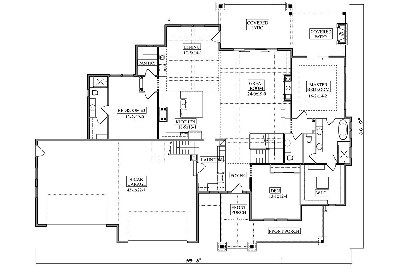 Craftsman House Plan - Skimmerhorn II 36830 - 1st Floor Plan