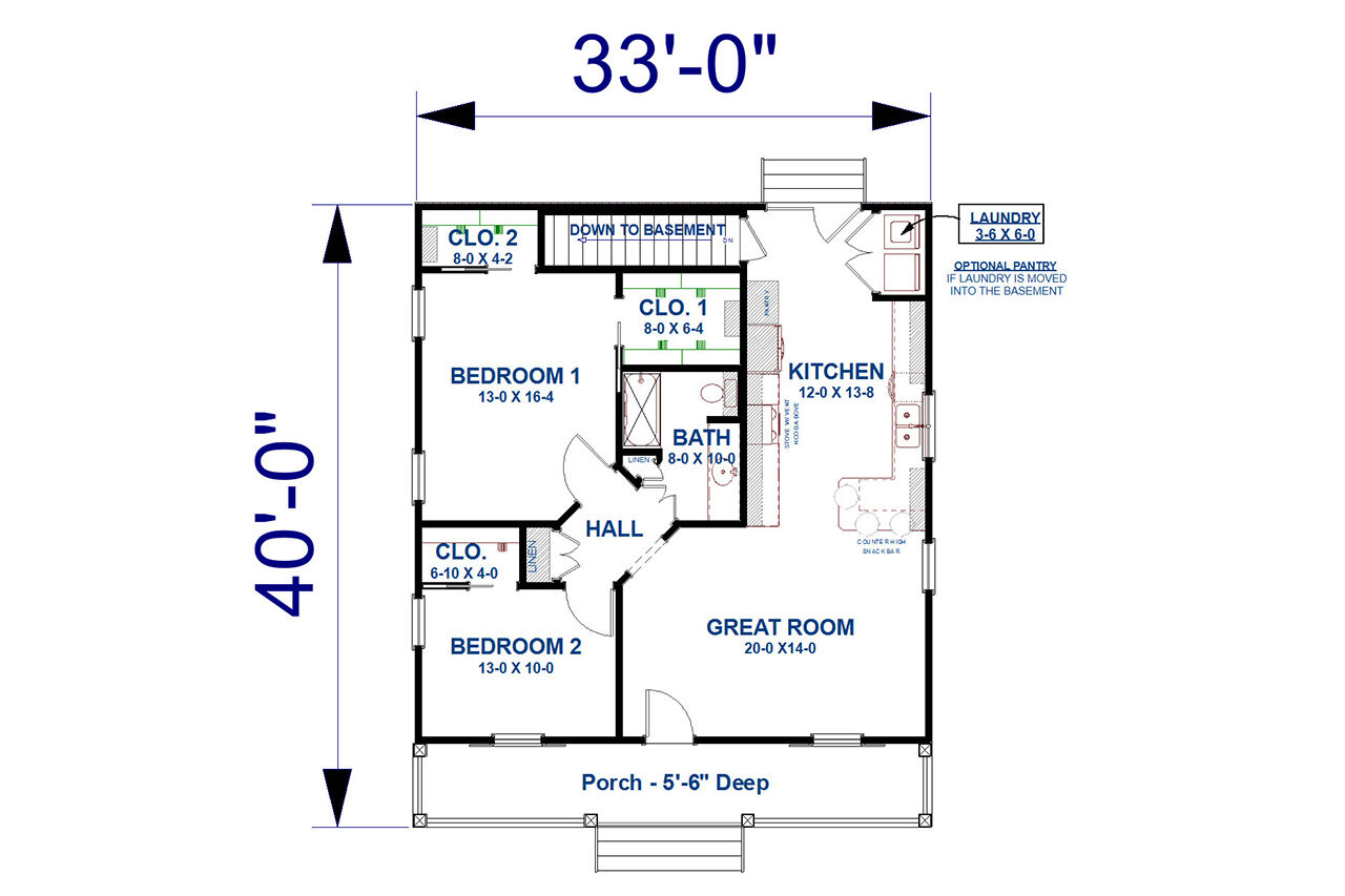Cottage House Plan - 39408 - 1st Floor Plan