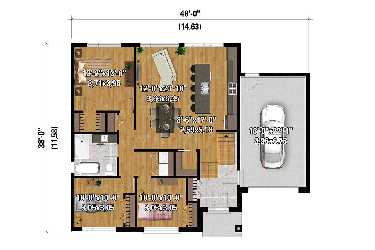 Contemporary House Plan - 81577 - 1st Floor Plan
