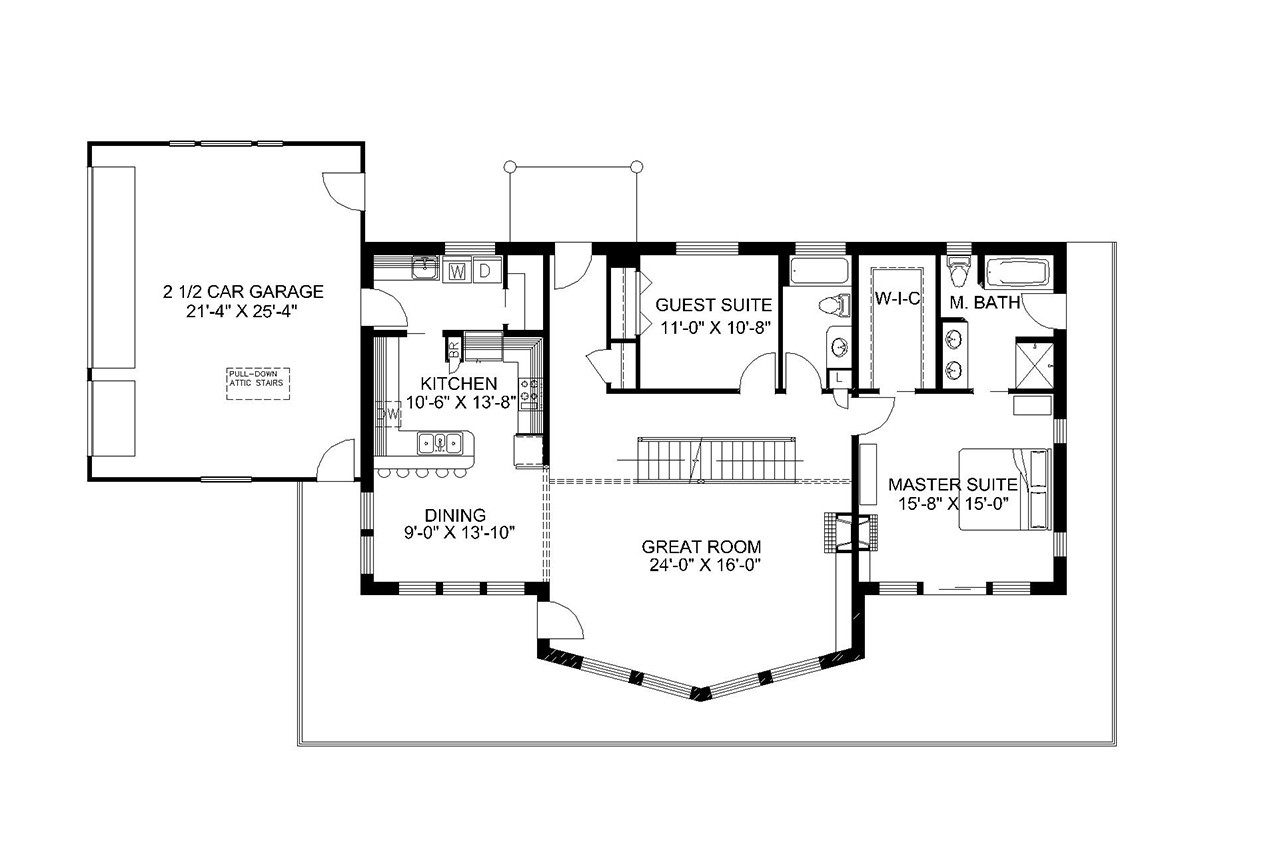 Traditional House Plan - 72240 - 1st Floor Plan