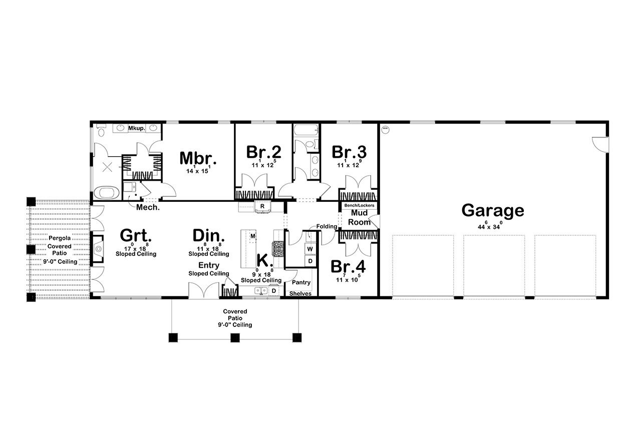 Modern House Plan - Whalen Flats 79526 - 1st Floor Plan