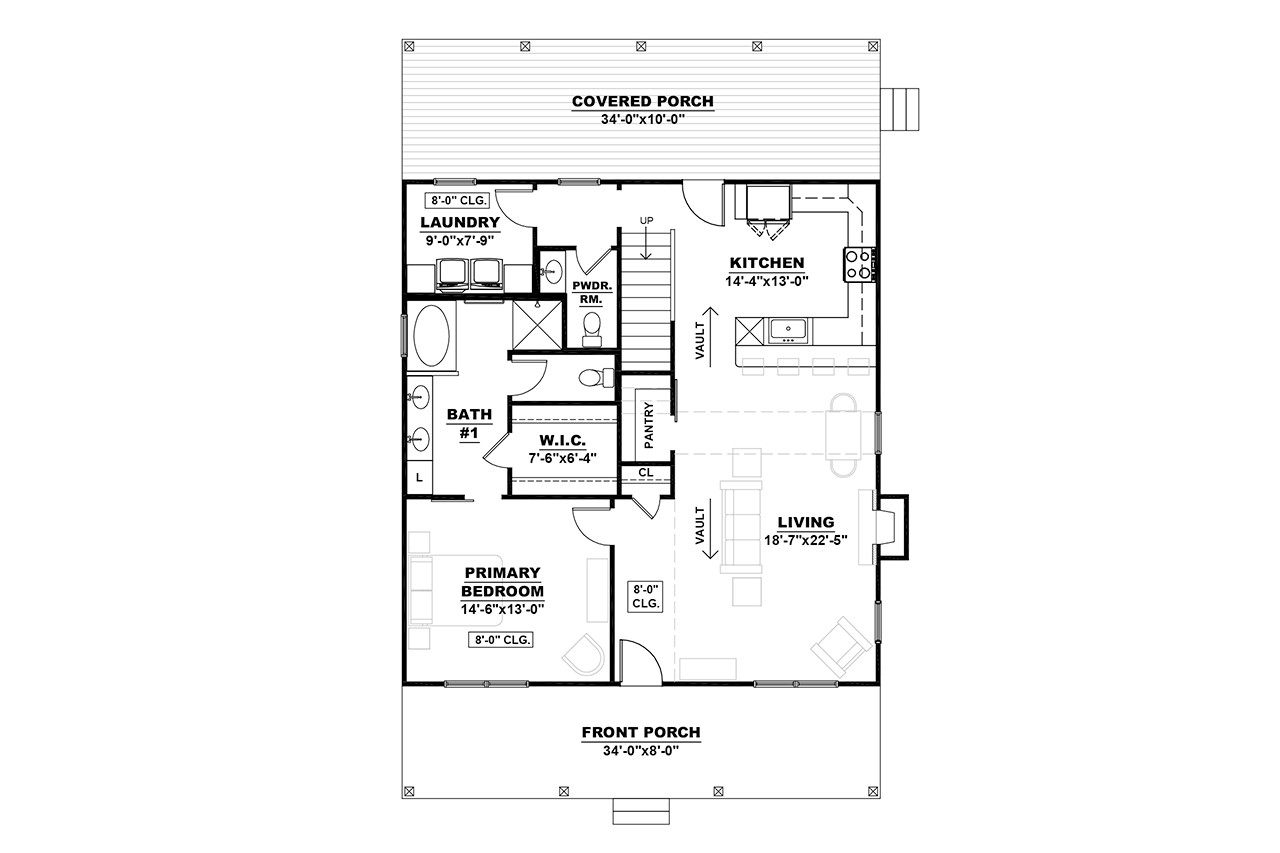 Cottage House Plan - Frady 25856 - 1st Floor Plan