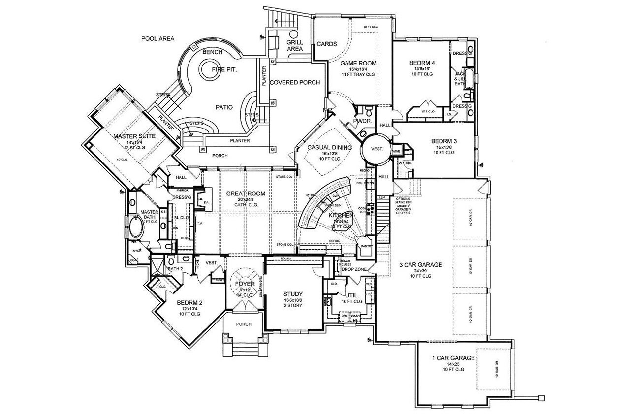 Craftsman House Plan - Canyon Creek 89231 - 1st Floor Plan