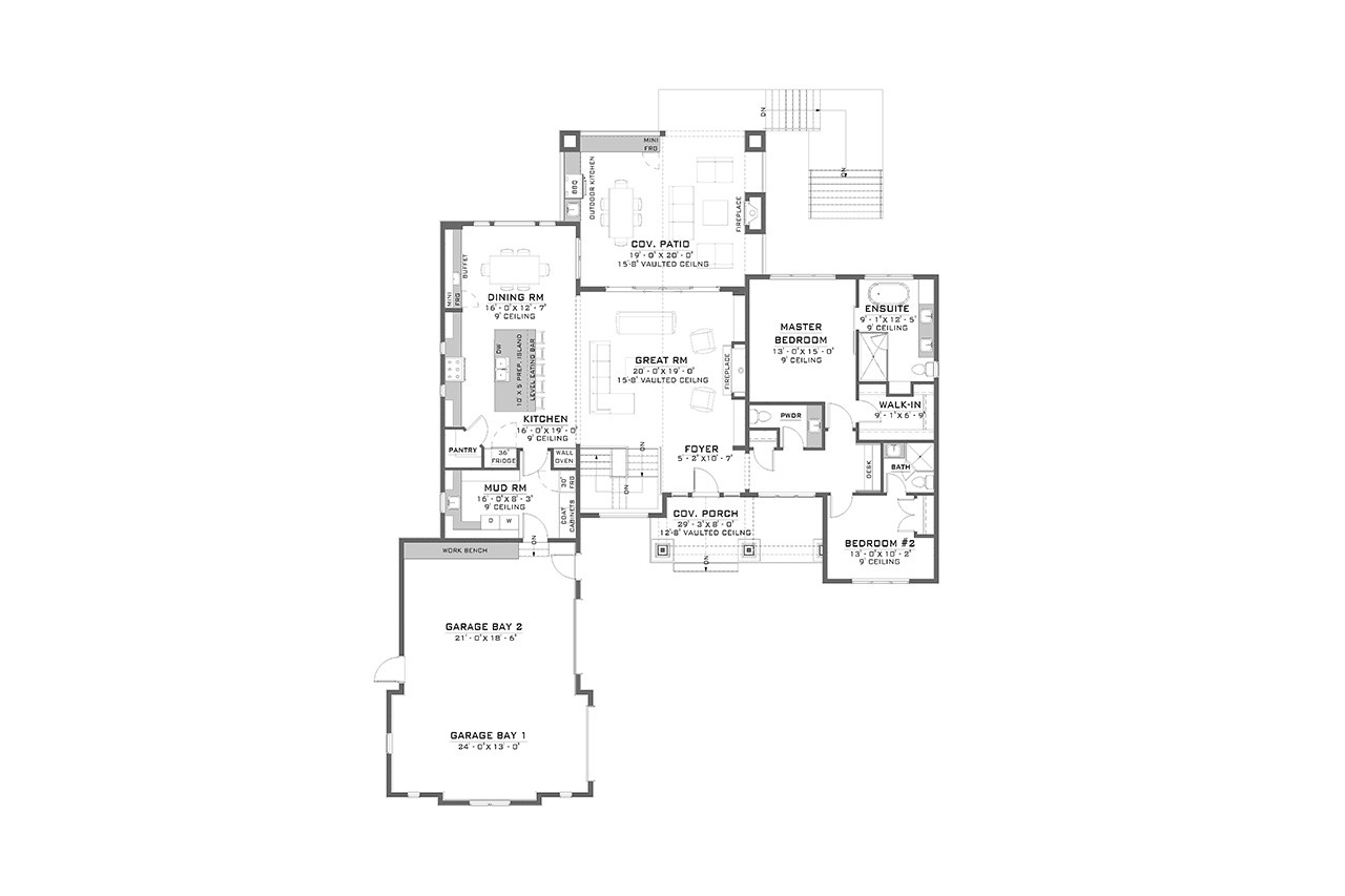 Craftsman House Plan - 48996 - 1st Floor Plan