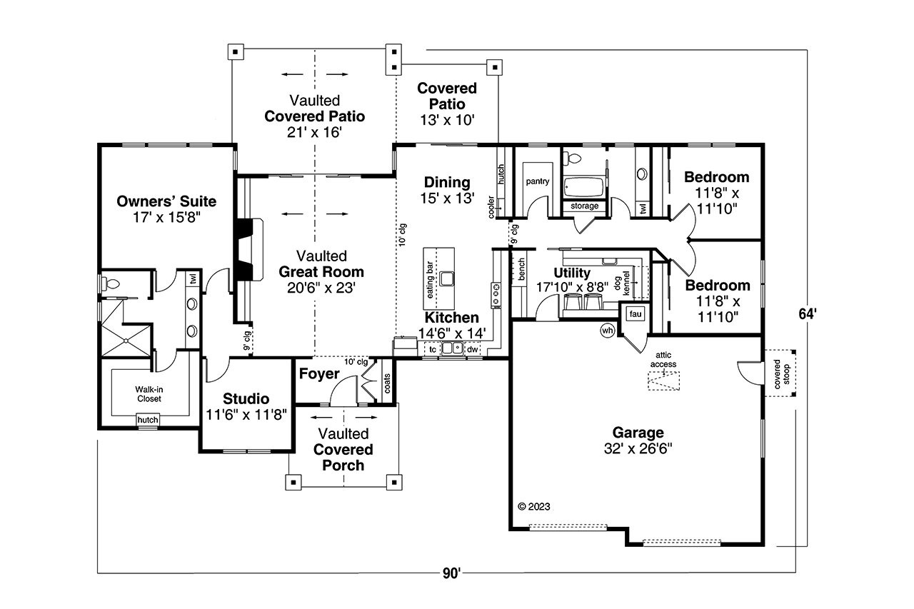 Craftsman House Plan - Yakima 20552 - 1st Floor Plan
