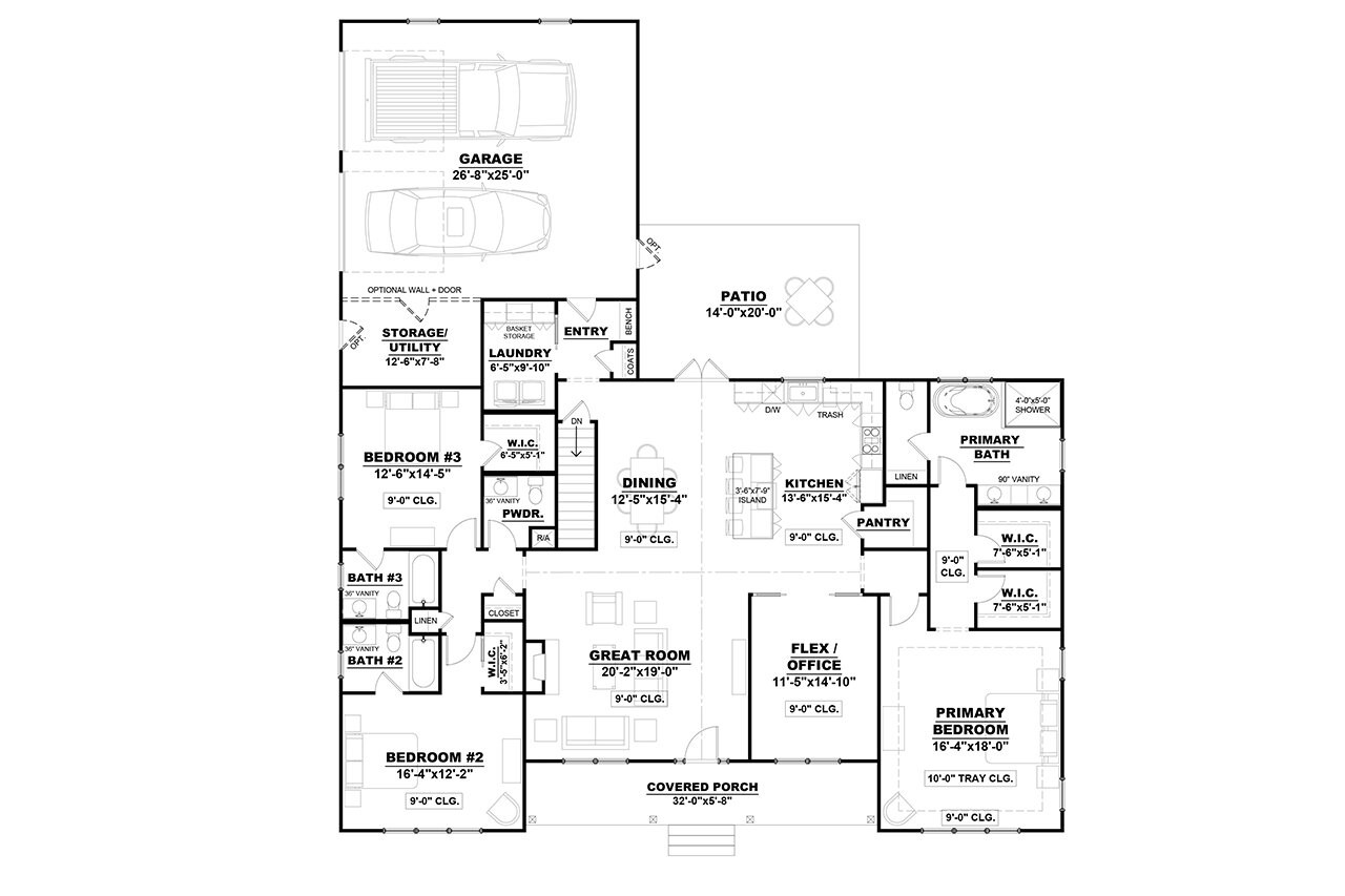 Ranch House Plan - Harris 38347 - Optional Floor Plan
