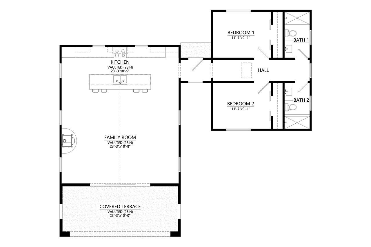 Modern House Plan - 17076 - 1st Floor Plan