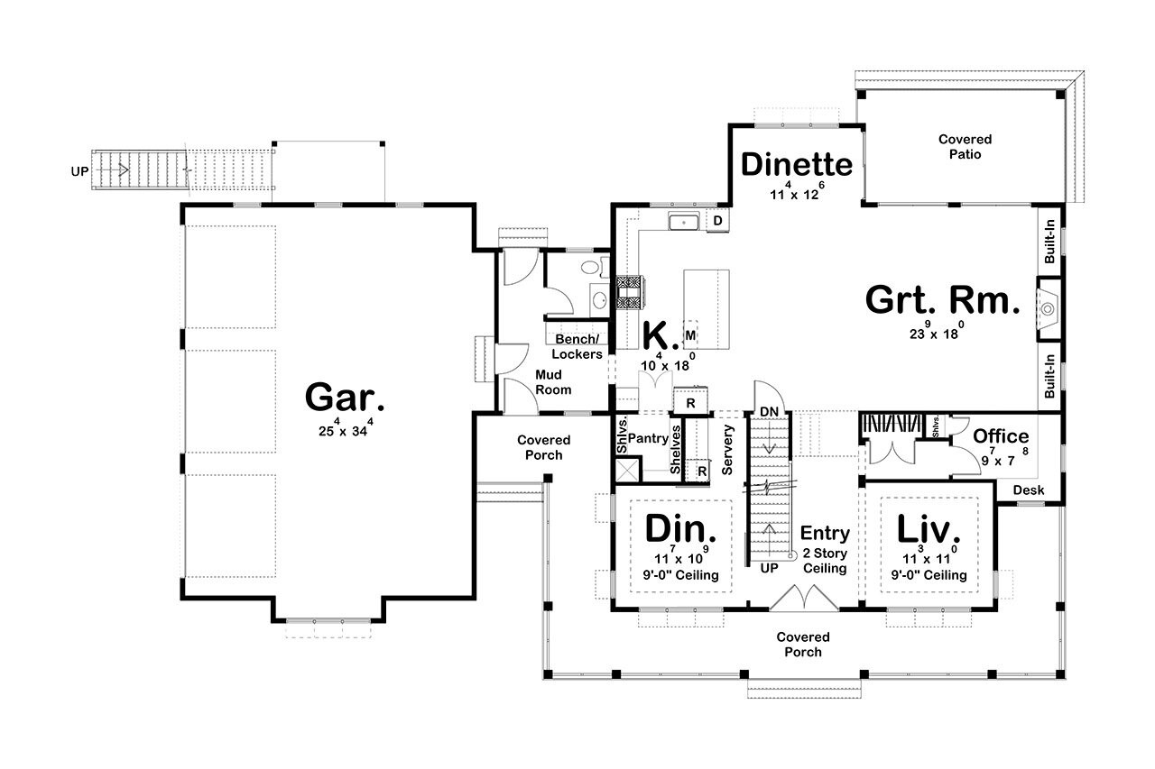 Farmhouse House Plan - Pine Ridge 62971 - 1st Floor Plan