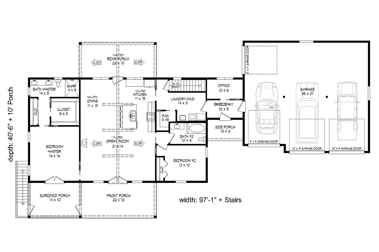 Craftsman House Plan - Fox River 86881 - 1st Floor Plan