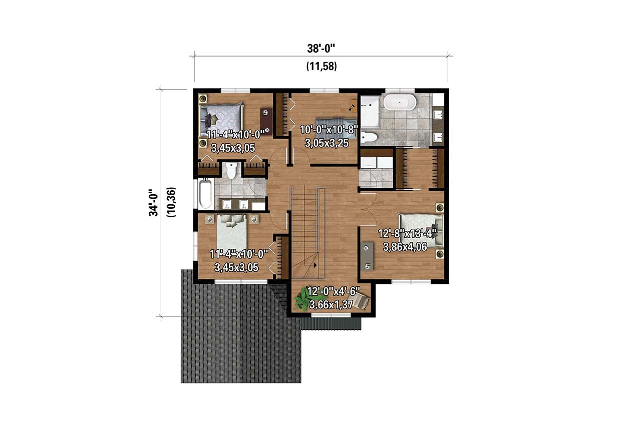 Secondary Image - Farmhouse House Plan - 97609 - 2nd Floor Plan