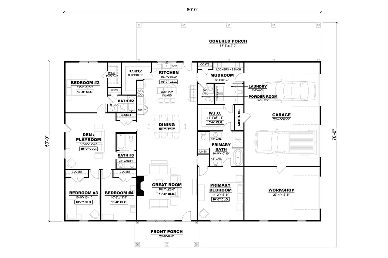 Ranch House Plan - Cassidy 2 20364 - 1st Floor Plan