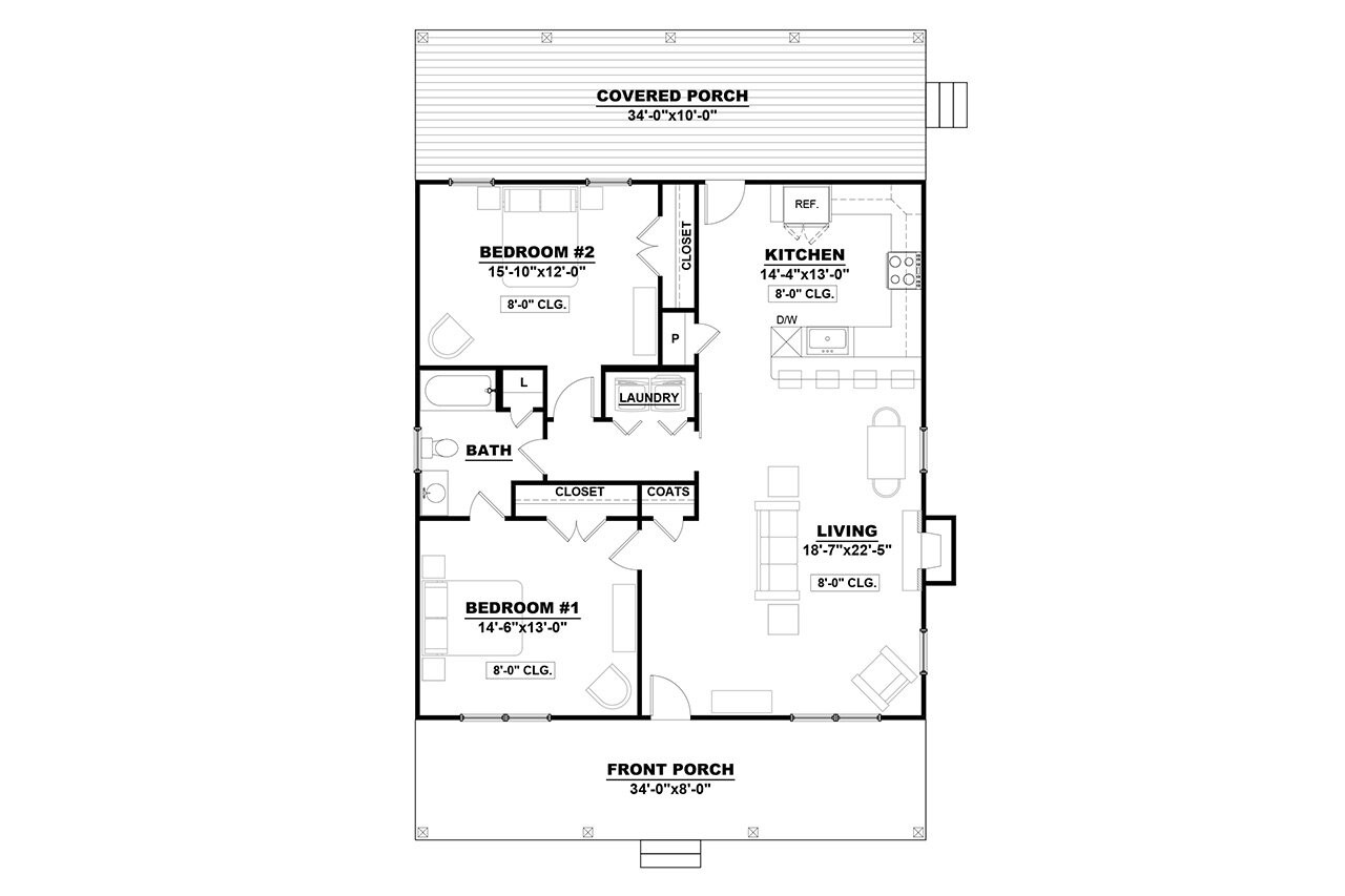 Cottage House Plan - Frady 3 97061 - 1st Floor Plan