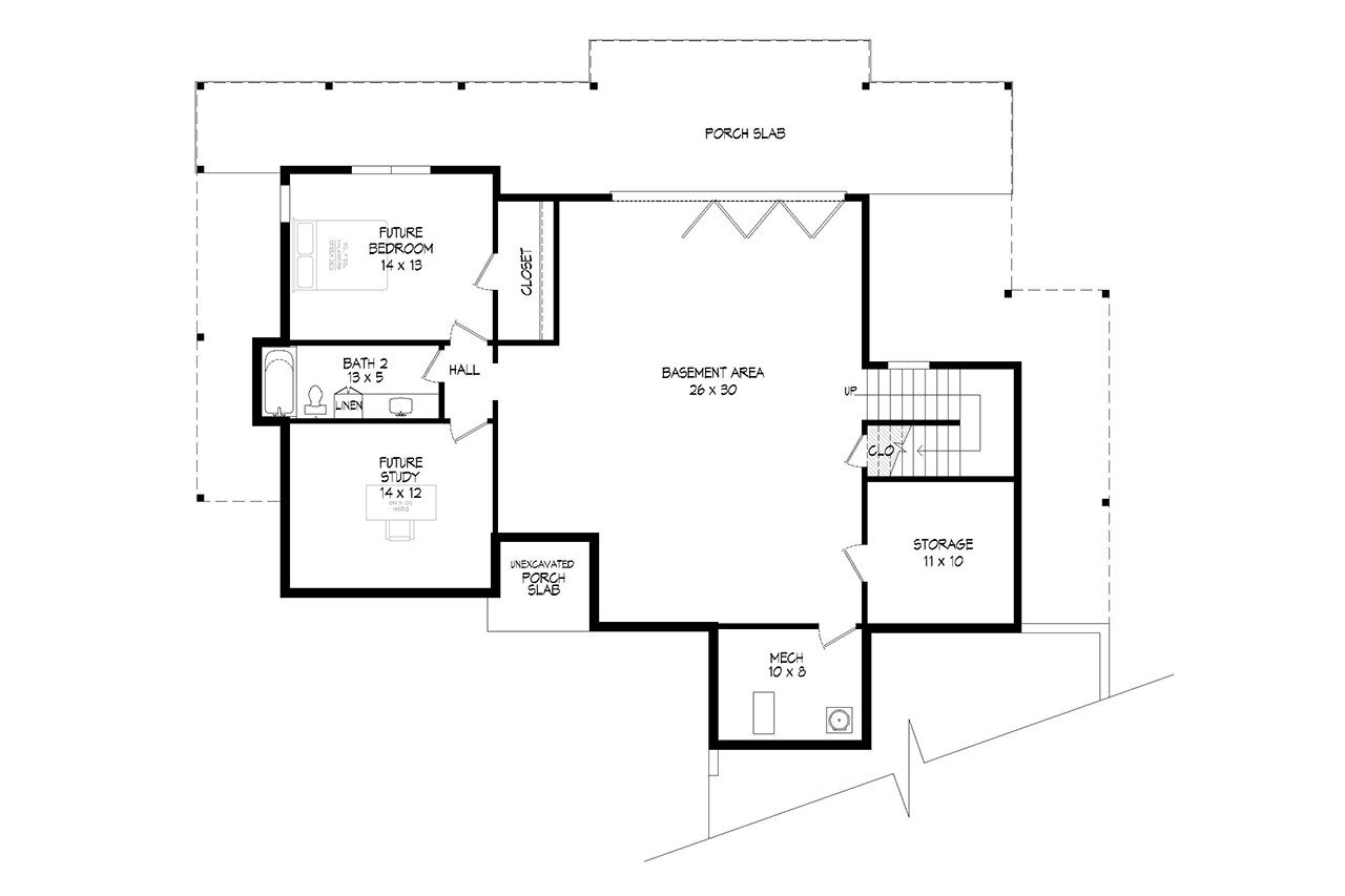 Contemporary House Plan - Watts Bar Overlook 32488 - Basement Floor Plan