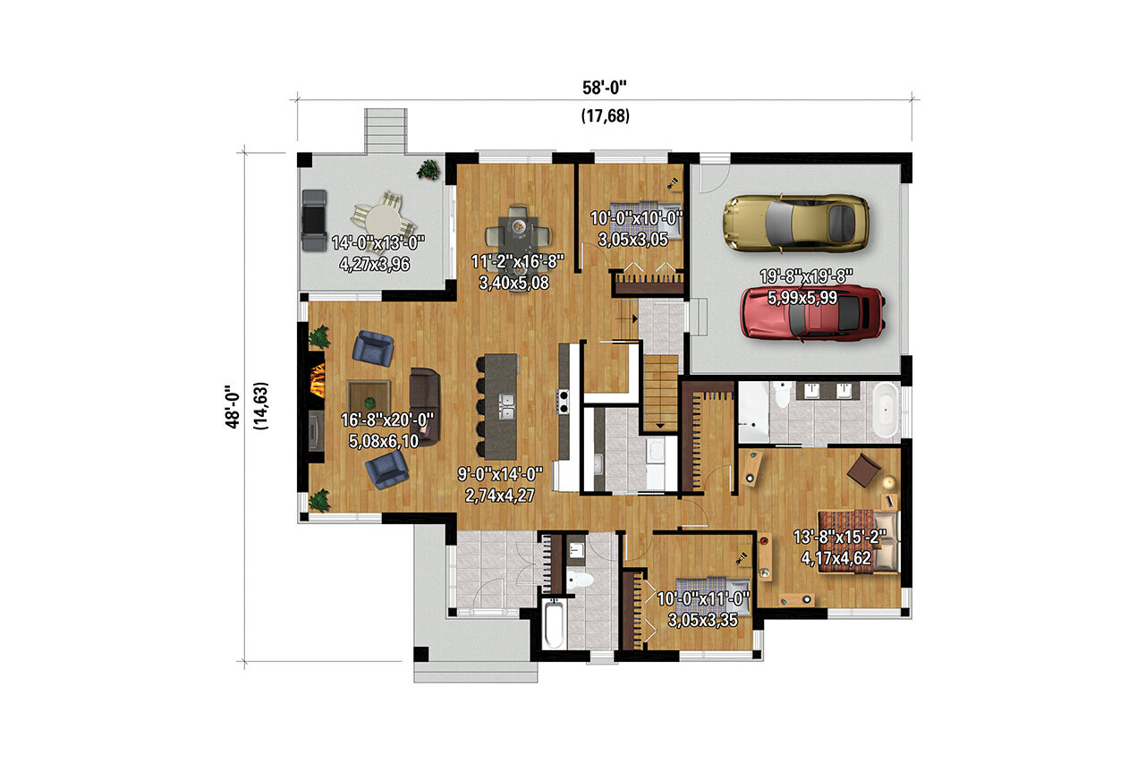 European House Plan - 54244 - 1st Floor Plan