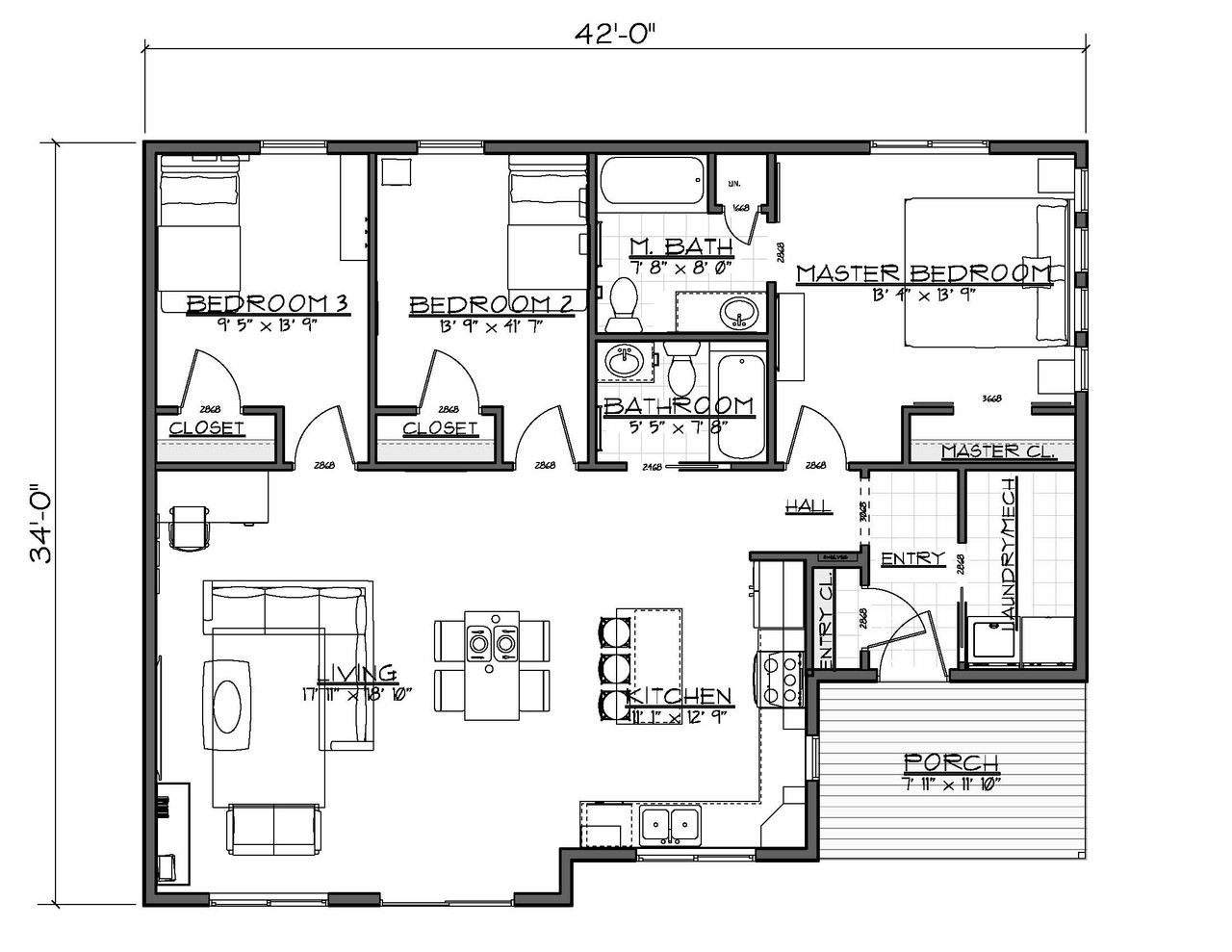 Cottage House Plan - Dogwood 38418 - 1st Floor Plan