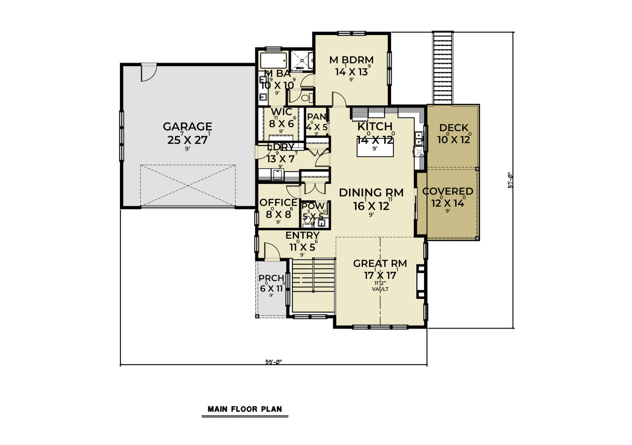 Craftsman House Plan - 91515 - 1st Floor Plan