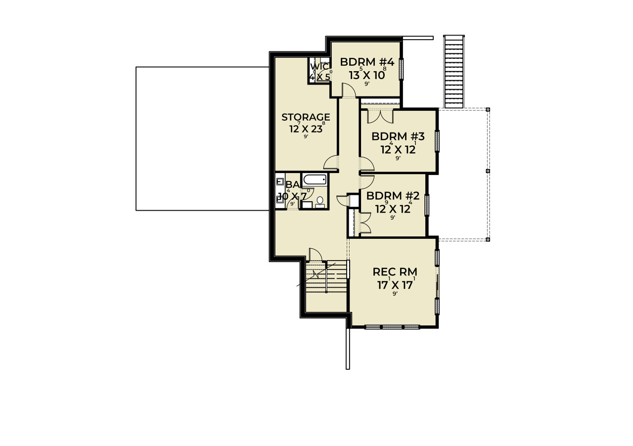 Secondary Image - Craftsman House Plan - 91515 - Basement Floor Plan