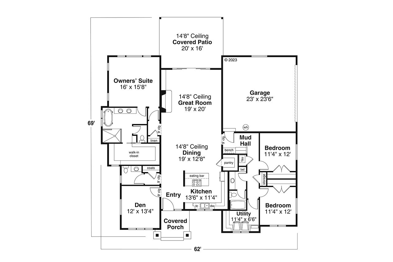 Contemporary House Plan - Tipton 32824 - 1st Floor Plan
