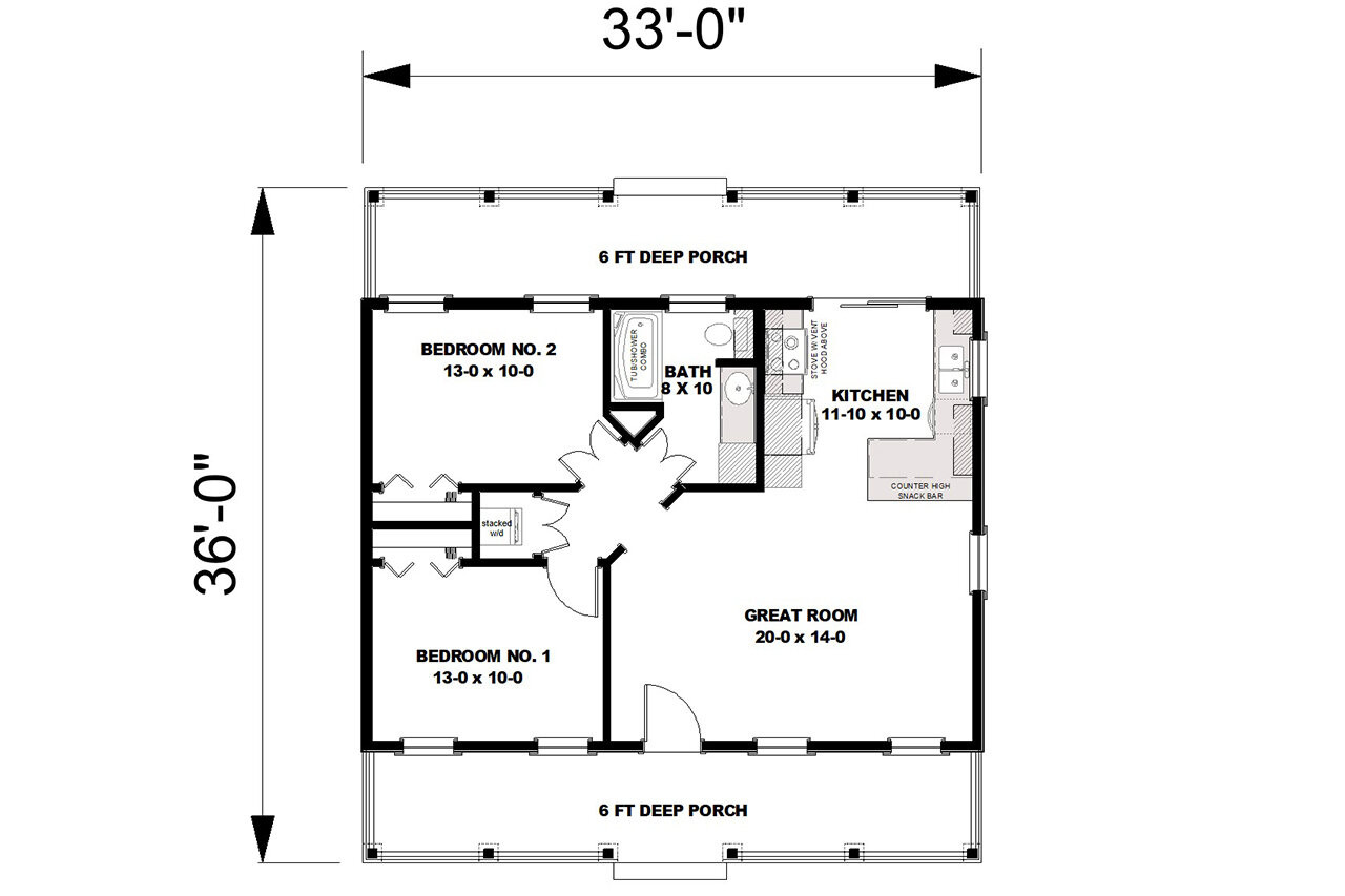 Cottage House Plan - 70492 - 1st Floor Plan