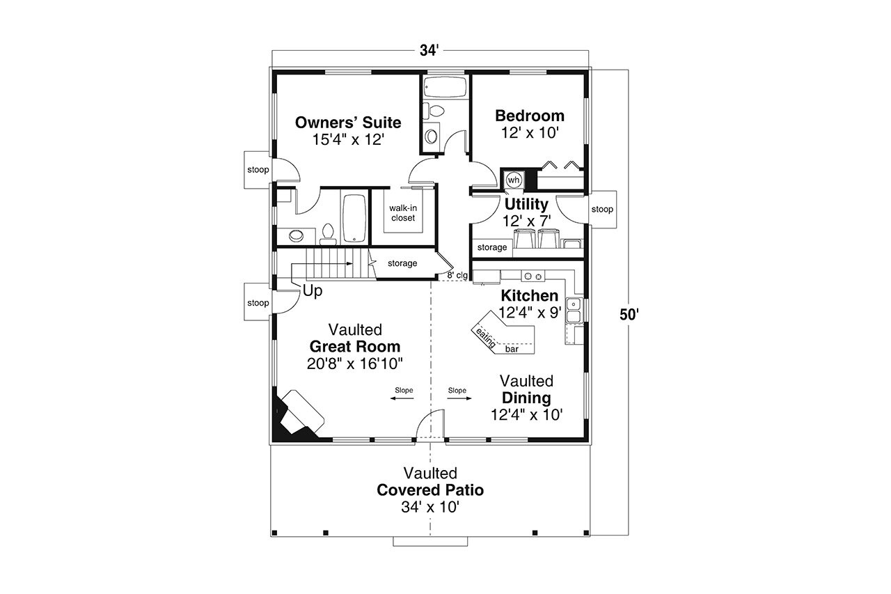 Cottage House Plan - Nottaway 95208 - 1st Floor Plan