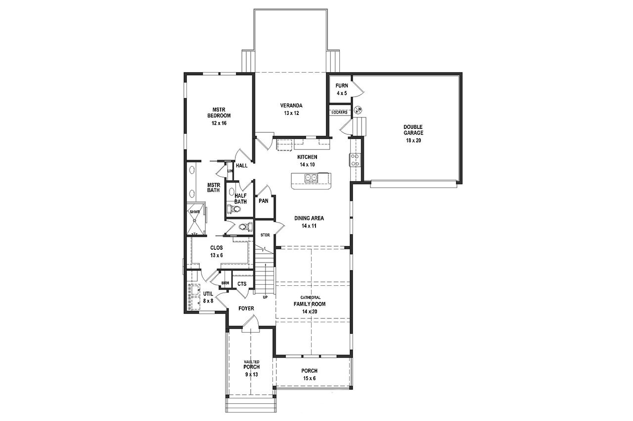 Traditional House Plan - 23405 - 1st Floor Plan