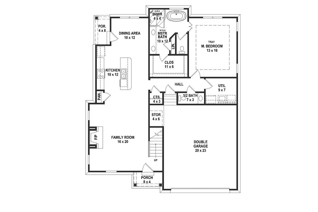 Traditional House Plan - 90096 - 1st Floor Plan