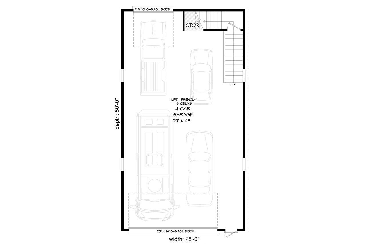 Farmhouse House Plan - Peach Orchard RV Barndo 57446 - 1st Floor Plan