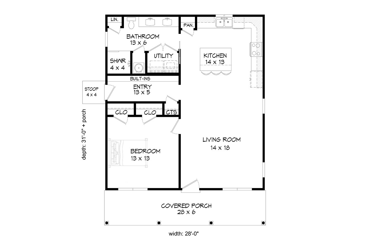 Traditional House Plan - Ferguson Guest House 62324 - 1st Floor Plan