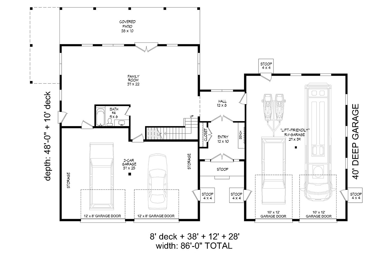 Craftsman House Plan - Mountain Pine 30135 - 1st Floor Plan