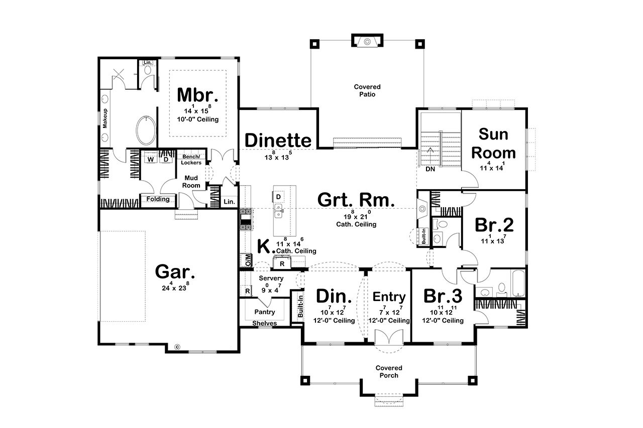 Ranch House Plan - Hayden Flats 11015 - 1st Floor Plan