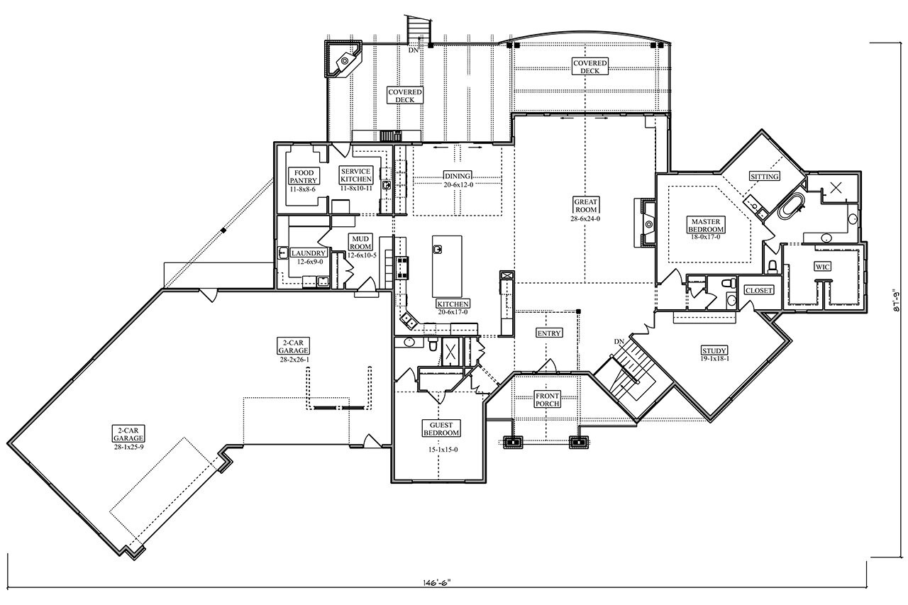 Craftsman House Plan - Southmoore Park 96117 - 1st Floor Plan